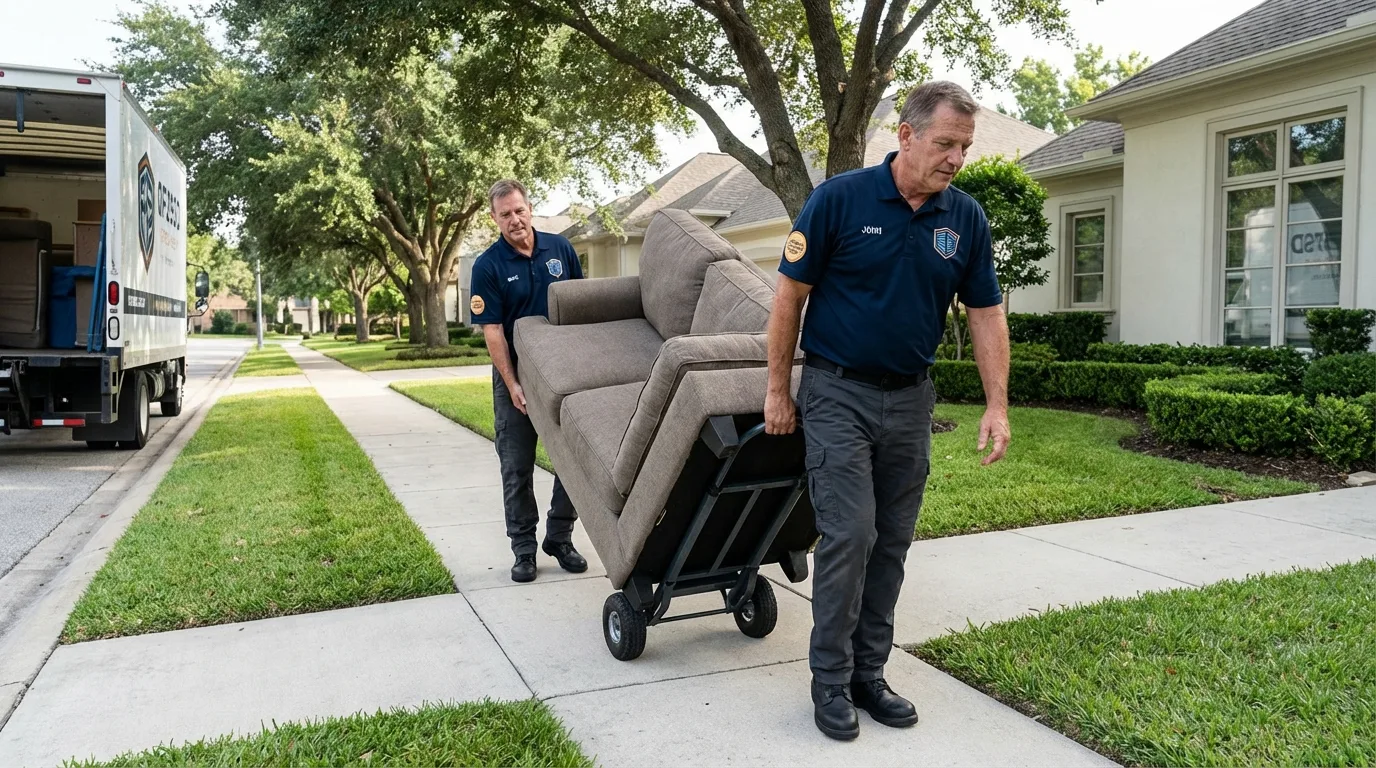 Local residential moving crew loading furniture in Saint Francisville, LA