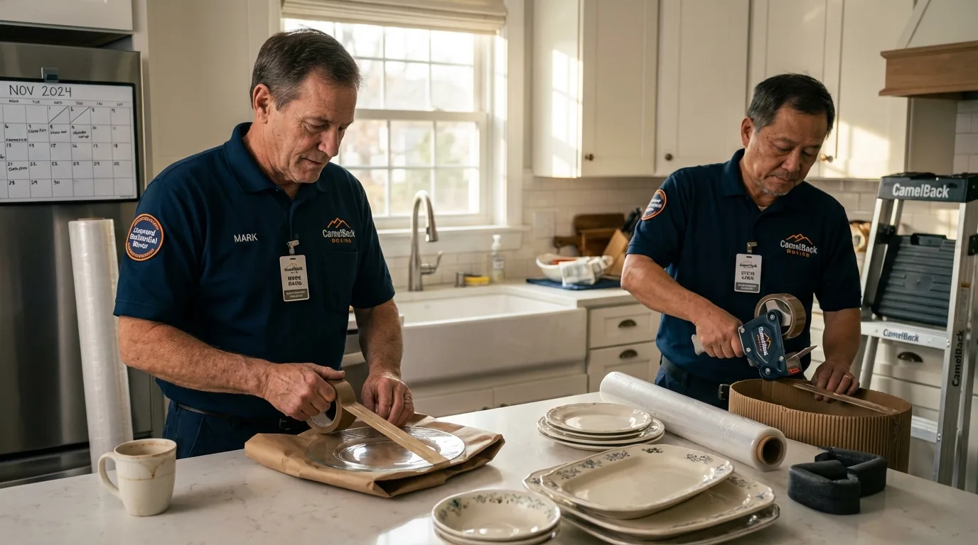 Professional crew packing kitchen dishware in Saint Francisville, LA